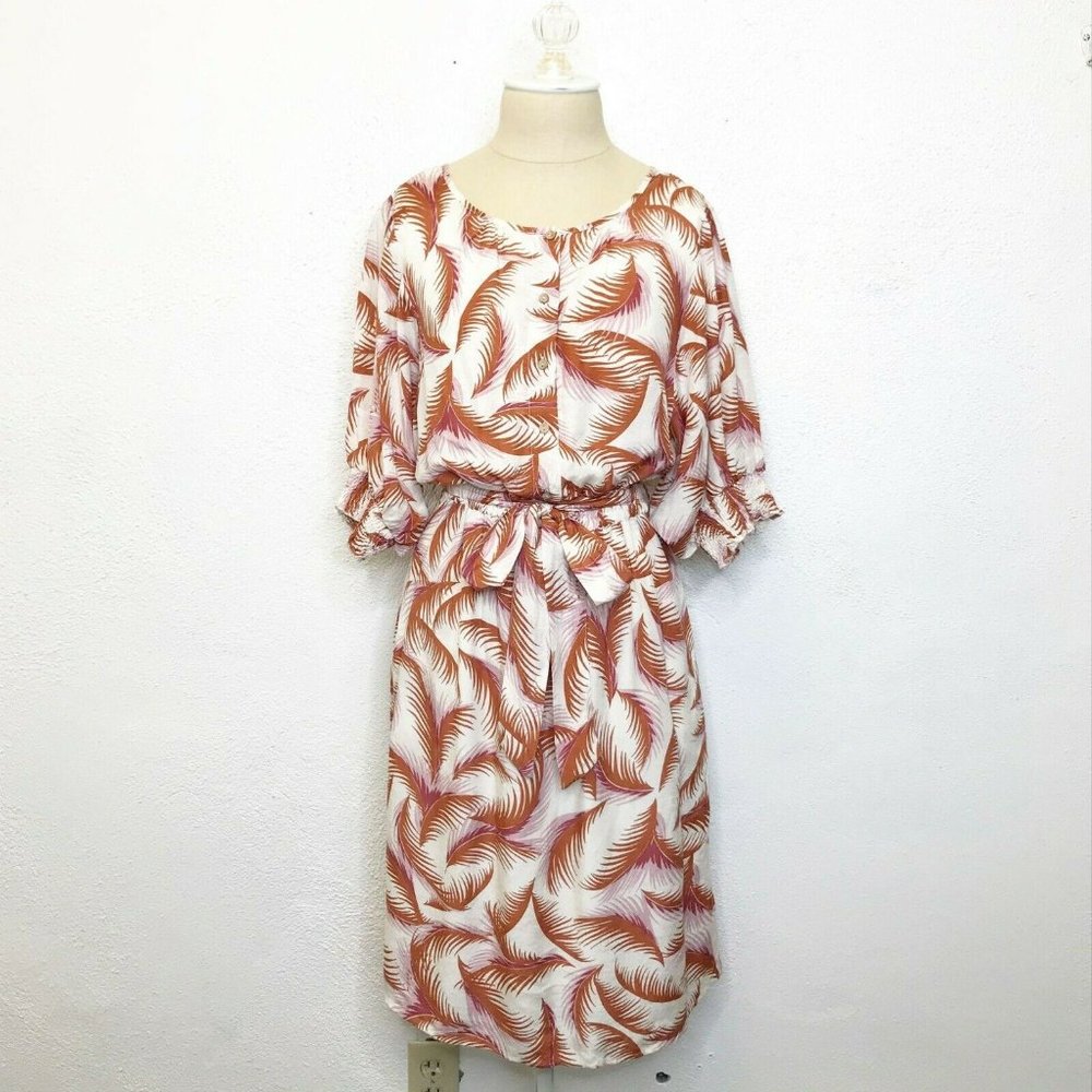 Anthropologie Tropical Leaf Print Dress